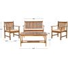 SAFAVIEH Outdoor Collection Burbank Black and White 4 Pc Outdoor Set(Natural / Beige)