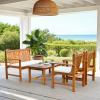 SAFAVIEH Outdoor Collection Burbank Black and White 4 Pc Outdoor Set(Natural / Beige)