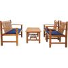 SAFAVIEH Outdoor Collection Burbank Black and White 4 Pc Outdoor Set(Natural / Navy)
