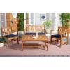 SAFAVIEH Outdoor Collection Burbank Black and White 4 Pc Outdoor Set(Natural / Navy)