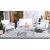 SAFAVIEH Outdoor Collection Emiko Natural/Beige Cushion Solid Wood 4-Piece Conversation Patio Set(Grey/Beige)