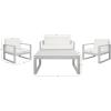 SAFAVIEH Outdoor Collection Emiko Natural/Beige Cushion Solid Wood 4-Piece Conversation Patio Set(Grey/Beige)