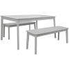 SAFAVIEH Outdoor Collection Europa Natural Acacia Wood 3-Piece Patio Dining Set(Grey)