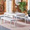 SAFAVIEH Outdoor Collection Europa Natural Acacia Wood 3-Piece Patio Dining Set(Grey)