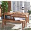 SAFAVIEH Outdoor Collection Europa Natural Acacia Wood 3-Piece Patio Dining Set(Natural)