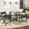 SAFAVIEH Outdoor Collection Gallo Ash Grey Acacia Wood 3-Piece Balcony Bistro Set(Dark Slate Gray)