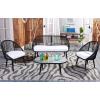 SAFAVIEH Outdoor Collection Halcott Black Rope/White Cushion 4-Piece Conversation Patio Set(Black / White)