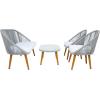 SAFAVIEH Outdoor Collection Halcott Grey/White Wicker 4-Piece Conversation Patio Set