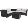 SAFAVIEH Outdoor Collection Helga Black/Light Grey Wicker Conversation Patio Set