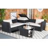 SAFAVIEH Outdoor Collection Helga Black/Light Grey Wicker Conversation Patio Set