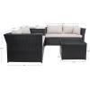 SAFAVIEH Outdoor Collection Helga Black/Light Grey Wicker Conversation Patio Set