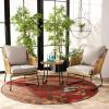 SAFAVIEH Outdoor Collection Jensen Natural Brown Rattan/Grey Seat Cushion 3-Piece Patio Lounge Bistro Set with Table (PAT9008A)(Natural / Grey)