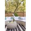 SAFAVIEH Outdoor Collection Jesvita Beige/White Cushion/Navy Thin Stripe Pillow Conversation Patio Set(Beige / White)