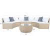 SAFAVIEH Outdoor Collection Jesvita Beige/White Cushion/Navy Thin Stripe Pillow Conversation Patio Set(Beige / White)