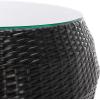 SAFAVIEH Outdoor Collection Jesvita Beige/White Cushion/Navy Thin Stripe Pillow Conversation Patio Set(Black / White)