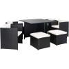 SAFAVIEH Outdoor Collection Klena Black Rattan/Beige Cushion 9-Piece Patio Backyard Dining Set