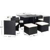 SAFAVIEH Outdoor Collection Klena Black Rattan/Beige Cushion 9-Piece Patio Backyard Dining Set