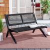 SAFAVIEH Outdoor Collection Kobina Black Acacia Wood/Black Rope Foldable Bench(Black/Black)
