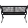 SAFAVIEH Outdoor Collection Kobina Black Acacia Wood/Black Rope Foldable Bench(Black/Black)
