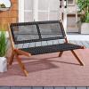 SAFAVIEH Outdoor Collection Kobina Black Acacia Wood/Black Rope Foldable Bench(Natural/Black)