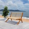 SAFAVIEH Outdoor Collection Kobina Black Acacia Wood/Black Rope Foldable Bench(Natural/Natural)