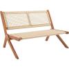 SAFAVIEH Outdoor Collection Kobina Black Acacia Wood/Black Rope Foldable Bench(Natural/Natural)