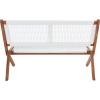 SAFAVIEH Outdoor Collection Kobina Black Acacia Wood/Black Rope Foldable Bench(Natural/White)