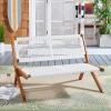 SAFAVIEH Outdoor Collection Kobina Black Acacia Wood/Black Rope Foldable Bench(Natural/White)