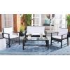 SAFAVIEH Outdoor Collection Krissy Wicker Cushion 4-Piece Living Set PAT7711A, Black/White(Black / White)