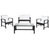 SAFAVIEH Outdoor Collection Krissy Wicker Cushion 4-Piece Living Set PAT7711A, Black/White(Black / White)