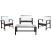 SAFAVIEH Outdoor Collection Krissy Wicker Cushion 4-Piece Living Set PAT7711A, Black/White(Brown / White)