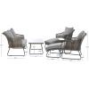 SAFAVIEH Outdoor Collection Lonra Natural Rattan/Grey Cushion 7-Piece Patio Chaise Lounge Set (PAT9019A-2BX)(Grey / Grey)