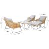 SAFAVIEH Outdoor Collection Lonra Natural Rattan/Grey Cushion 7-Piece Patio Chaise Lounge Set (PAT9019A-2BX)(Natural / Grey)