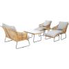 SAFAVIEH Outdoor Collection Lonra Natural Rattan/Grey Cushion 7-Piece Patio Chaise Lounge Set (PAT9019A-2BX)(Natural / Grey)