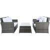 SAFAVIEH Outdoor Collection Lorma Grey Brown/White Wicker 4-Piece Conversation Patio Set