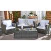 SAFAVIEH Outdoor Collection Lorma Grey Brown/White Wicker 4-Piece Conversation Patio Set