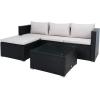 SAFAVIEH Outdoor Collection Madalina Black/Light Grey Wicker Conversation Patio Set