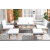 SAFAVIEH Outdoor Collection Melbrook Natural/White Solid Wood 6-Piece Conversation Patio Set