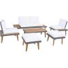 SAFAVIEH Outdoor Collection Melbrook Natural/White Solid Wood 6-Piece Conversation Patio Set