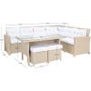 SAFAVIEH Outdoor Collection Miki Black/White Cushion Wicker 6-Piece Corner Set(Beige / White)
