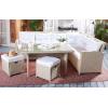 SAFAVIEH Outdoor Collection Miki Black/White Cushion Wicker 6-Piece Corner Set(Beige / White)