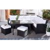 SAFAVIEH Outdoor Collection Miki Black/White Cushion Wicker 6-Piece Corner Set(Black / White)