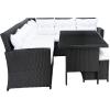 SAFAVIEH Outdoor Collection Miki Black/White Cushion Wicker 6-Piece Corner Set(Black / White)