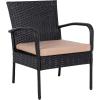 SAFAVIEH Outdoor Collection Moore Black Rattan/Beige Cushion 3-Piece Patio Lounge Bistro Set with Table (PAT9009A)(Black / Beige)