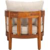 SAFAVIEH Outdoor Collection Owen Natural Brown/Taupe Cushion Solid Wood Chair Set of 2