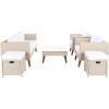 SAFAVIEH Outdoor Collection Presla Natural/White 6-Piece Patio Living Set PAT7715D-3BX(Beige / White)