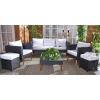 SAFAVIEH Outdoor Collection Presla Natural/White 6-Piece Patio Living Set PAT7715D-3BX(Black / White)