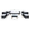 SAFAVIEH Outdoor Collection Presla Natural/White 6-Piece Patio Living Set PAT7715D-3BX(Black / White)