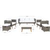 SAFAVIEH Outdoor Collection Presla Natural/White 6-Piece Patio Living Set PAT7715D-3BX(Grey Brown / White)
