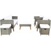 SAFAVIEH Outdoor Collection Presla Natural/White 6-Piece Patio Living Set PAT7715D-3BX(Grey Brown / White)
